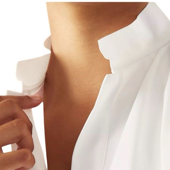 ADAY‎ Something Borrowed Long Sleeve Snap Shirt Light Grey Minimalist Size Small - Picture 5 of 11